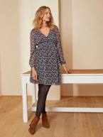Vestido estampado, em crepe, especial gravidez e amamentação VERDE ESCURO ESTAMPADO 