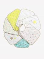 Lote de 7 babetes para bebé VERTBAUDET Estrelas/gotas água+Motivos de frutas+Multicolor+Vermelho escuro liso com motiv 