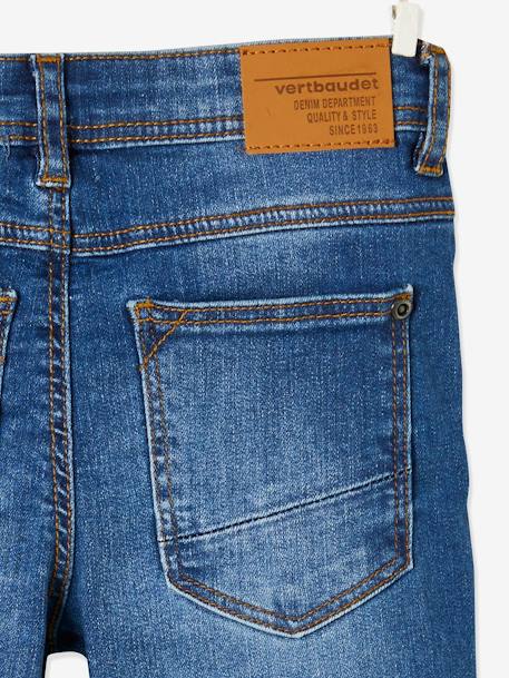 Jeans slim morfológicos 'waterless', medida das ancas ESTREITA, para menino AZUL ESCURO DESBOTADO+AZUL ESCURO LISO+CINZENTO ESCURO LISO COM MOTIV 