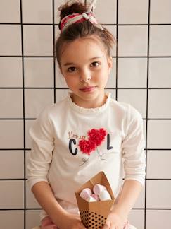 Menina 2-14 anos-T-shirts-T-shirts-Camisola com motivo fantasia e folhos, para menina