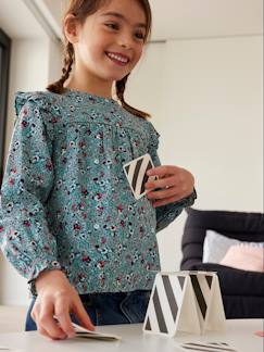 Menina 2-14 anos-Blusas, camisas-Blusa às flores e mangas compridas, para menina