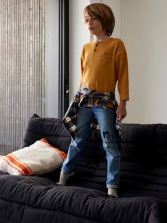Menino 2-14 anos-Calças-Jeans modelo efeito usado, para menino
