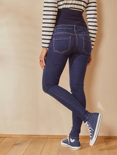 Jeans skinny, faixa sem costuras, para grávida AZUL ESCURO LISO+AZUL MEDIO DESBOTADO+CINZENTO ESCURO LISO 