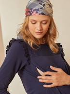 Camisola bimatéria, especial gravidez e amamentação AZUL ESCURO LISO 