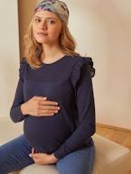 Camisola bimatéria, especial gravidez e amamentação AZUL ESCURO LISO 