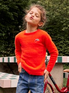 Menina 2-14 anos-Camisolas, casacos de malha, sweats-Camisola macia com coração irisado, para menina
