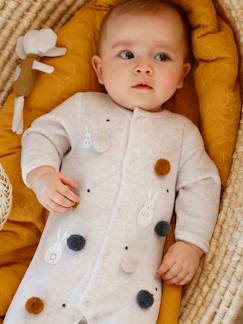 Bebé 0-36 meses-Pijamas, babygrows-Pijama em veludo com pompons, para bebé