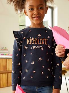 Menina 2-14 anos-Camisolas, casacos de malha, sweats-Sweatshirts -Sweat com mensagem e folho nas mangas, para menina
