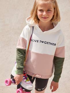 Menina 2-14 anos-Camisolas, casacos de malha, sweats-Sweat desportiva colorblock, com capuz, para menina