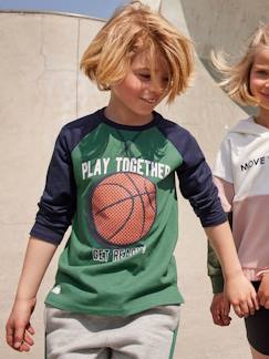 Menino 2-14 anos-T-shirts, polos-T-shirts-Camisola de desporto com bola em relevo e mangas raglan, para menino