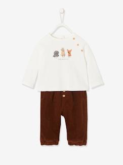Bebé 0-36 meses-Conjuntos-Conjunto calças em bombazina + camisola de mangas compridas, para recém-nascido