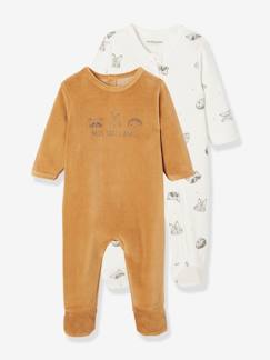 Bebé 0-36 meses-Pijamas, babygrows-Lote de 2 pijamas animais, em veludo, para bebé