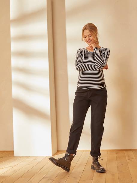 Jeans mom, faixa sem costuras, para grávida AZUL CLARO LISO+AZUL ESCURO DESBOTADO+CINZENTO MEDIO LISO+preto 