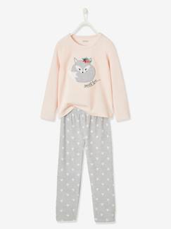 Menina 2-14 anos-Pijama raposa, em veludo, para menina