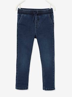 Menino 2-14 anos-Jeans direitos com forro, modelo de enfiar, para menino