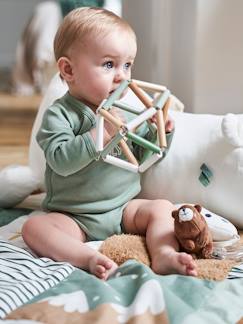 Brinquedos-Primeira idade-Primeiras manipulações-Bola de atividades Montessori, em madeira, Green Forest
