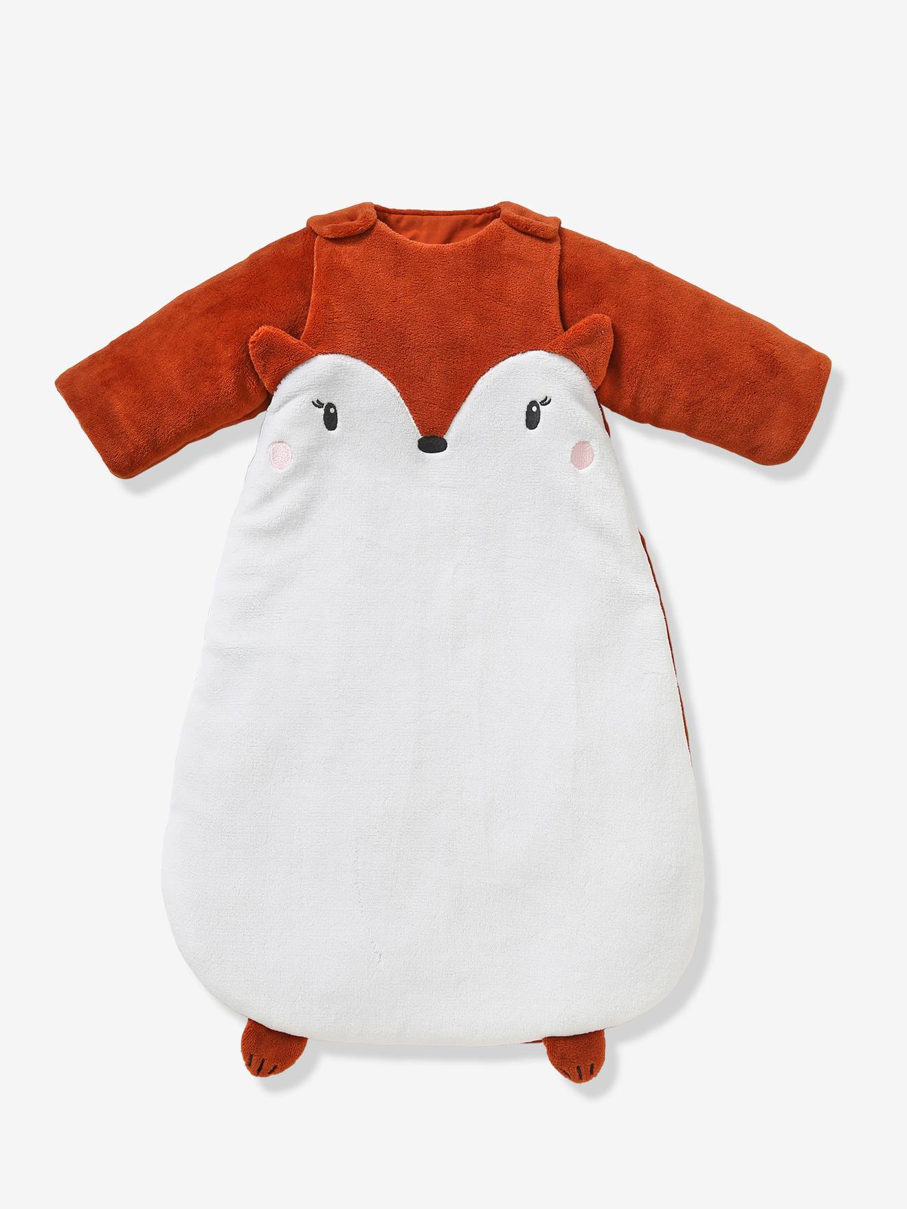 Saco de bebé Oeko-Tex® com mangas amovíveis, em microfibra, Esquilo branco claro liso com motivo