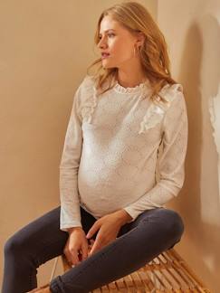 Roupa grávida-T-shirts, tops-Camisola em malha fantasia, especial gravidez e amamentação