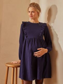 Roupa grávida-Vestido em gaze de algodão, especial gravidez e amamentação