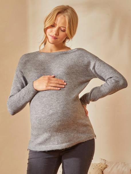 Camisola frente/trás, especial gravidez e amamentação CINZENTO ESCURO LISO+PRETO ESCURO LISO+ROSA CLARO LISO 