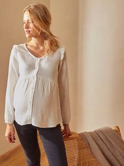 Roupa grávida-Amamentação-Blusa em gaze de algodão, especial gravidez e amamentação