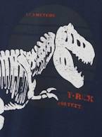 Camisola esqueleto de T-rex, para menino AZUL VIVO LISO COM MOTIVO 