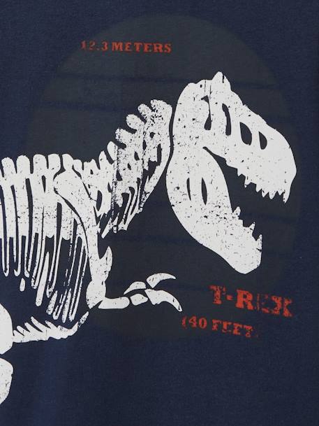Camisola esqueleto de T-rex, para menino AZUL VIVO LISO COM MOTIVO 