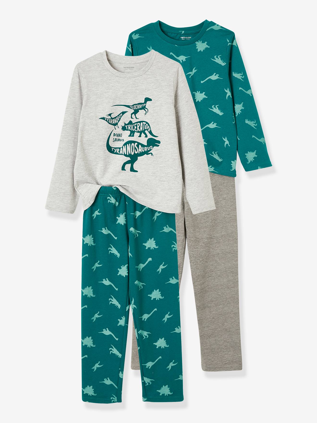 Lote de 2 pijamas dinossauro cinzento claro mesclado