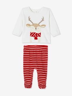 Bebé 0-36 meses-Pijama de Natal, 2 peças em veludo, para bebé