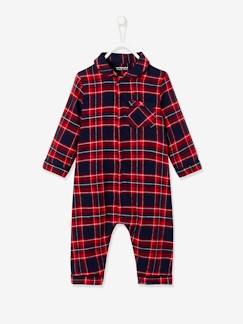 Bebé 0-36 meses-Pijama aos quadrados, em flanela, para bebé