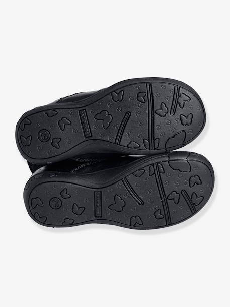 Botas em pele, para menina Camel+Preto 