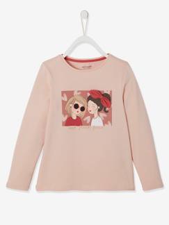 Menina 2-14 anos-T-shirts-Camisola girly com detalhes irisados e laço fantasia, para menina