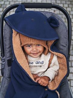 Puericultura-Capas para carrinho de bebé, mantas-Manta para bebé com capuz, em moletão, forro em pelinho