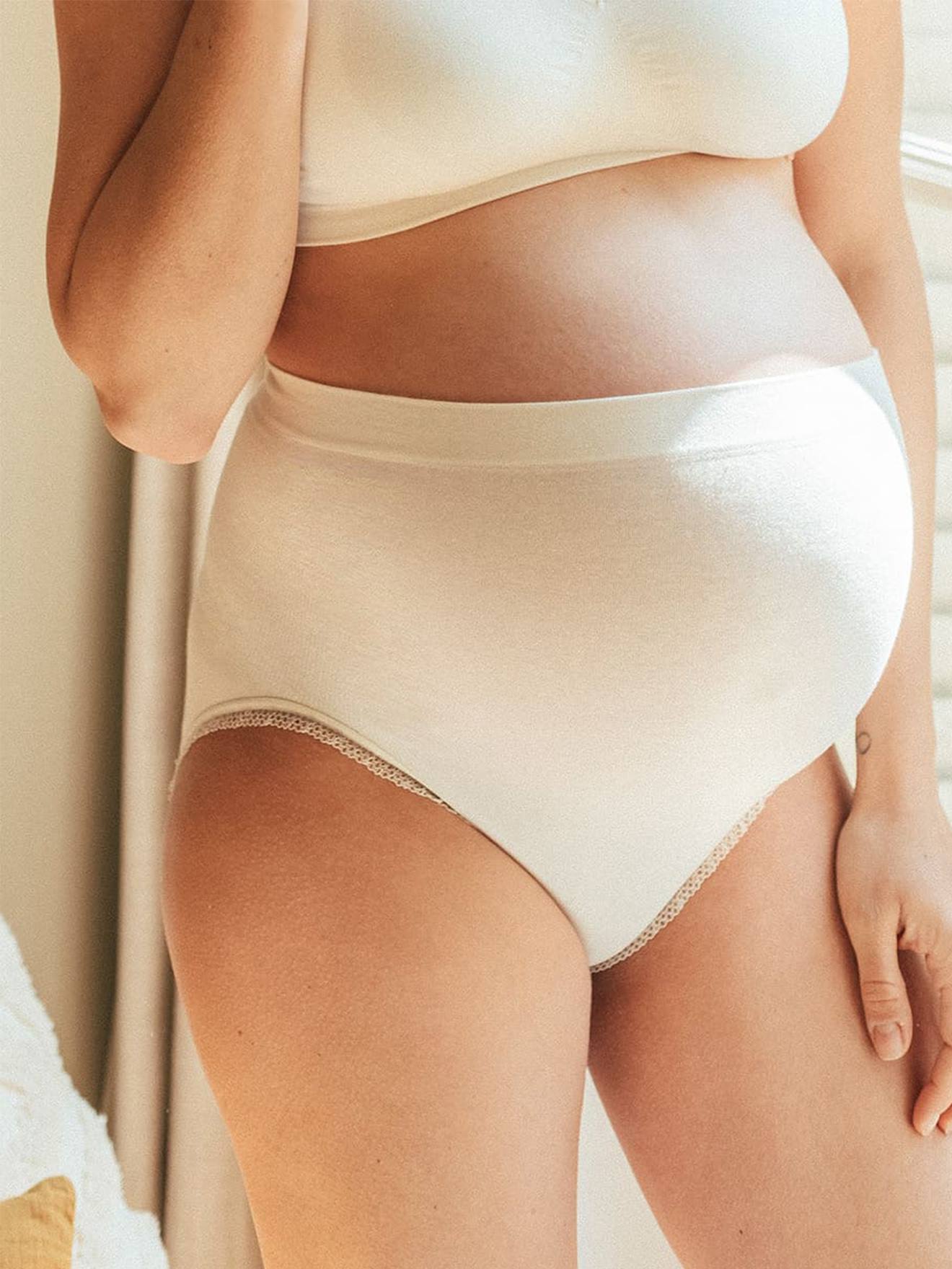 Cuecas de cintura subida para grávida, sem costuras, Organic da