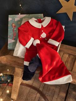 Bebé 0-36 meses-Conjunto presente de Natal para bebé: pijama em veludo + gorro