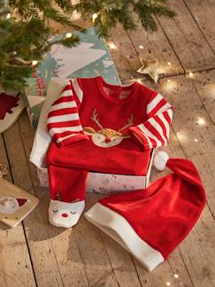 Conjunto presente de Natal para bebé: pijama em veludo + gorro