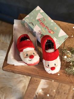 Calçado-Calçado bebé (17-26)-Sapatinhos, pantufas -Caixa Presente de Natal com sapatinhos Pai Natal, para bebé