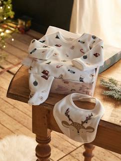 Conjunto presente de Natal para bebé: pijama em veludo + babete, unissexo