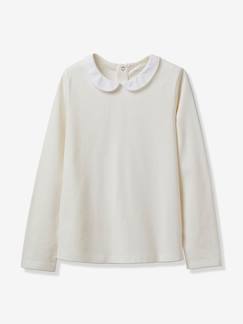 Menina 2-14 anos-T-shirts-Camisola da CYRILLUS, gola claudine, em algodão bio, para menina