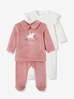 Bebé 0-36 meses-Pijamas, babygrows-Lote de 2 pijamas de 2 peças unicórnio, em veludo, para bebé