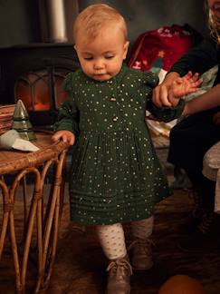 Bebé 0-36 meses-Vestidos, saias-Vestido em gaze de algodão, abertura assimétrica, para bebé