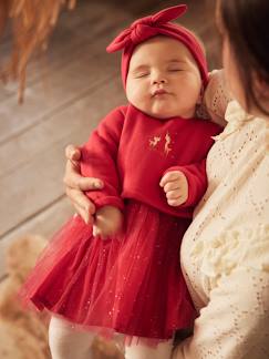 Bebé 0-36 meses-Conjuntos-Vestido especial Natal, efeito 2 em 1, fita de cabelo e collants, para bebé