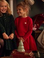 Vestido bimatéria, especial natal, para menina AZUL ESCURO LISO+verde+VERMELHO ESCURO LISO 