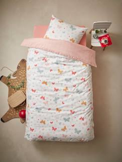 Têxtil-lar e Decoração-Roupa de cama criança-Conjunto capa de edredon + fronha de almofada para criança, Borboletas, Basics