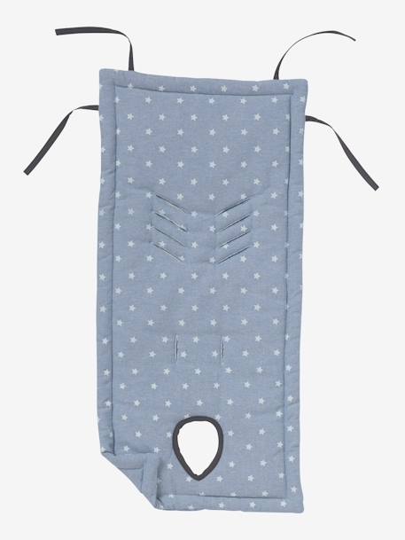 Proteção reversível para carrinho de bebé, da VERTBAUDET Azul claro/estrelas+Azul mesclado/estrelas+Cinza claro estampado+Riscas cinza/branco 