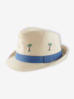 Menino 2-14 anos-Acessórios-Chapéus, Bonés-Chapéu modelo panamá aspeto palha com palmeiras, para menino