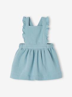 Bebé 0-36 meses-Vestidos, saias-Vestido tipo jardineiras, em gaze de algodão, para bebé