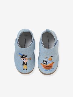 Calçado-Calçado bebé (17-26)-Sapatinhos, pantufas -Sapatinhos com barra autoaderente, em tecido de ganga, para bebé menino