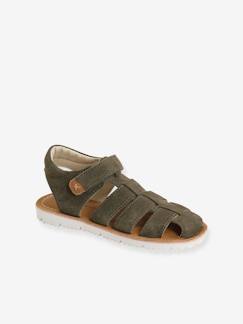 Calçado-Calçado menino (23-38)-Sandálias em pele, com barra autoaderente, para menino