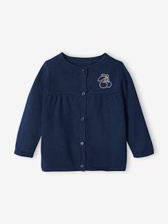 Bebé 0-36 meses-Camisolas, casacos de malha, sweats-Casacos-Casaco com emblema cereja, para menina